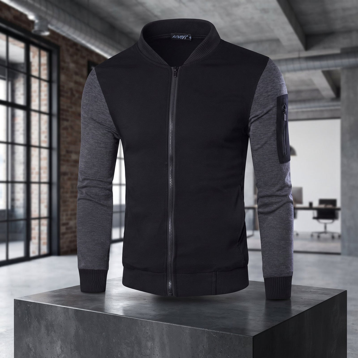 Men's Winter Bomber Zipper Jacket - Black (Edition 2) - L, Black