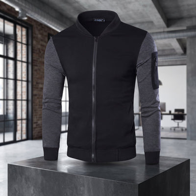 Men's Winter Bomber Zipper Jacket - Black (Edition 2) - L, Black