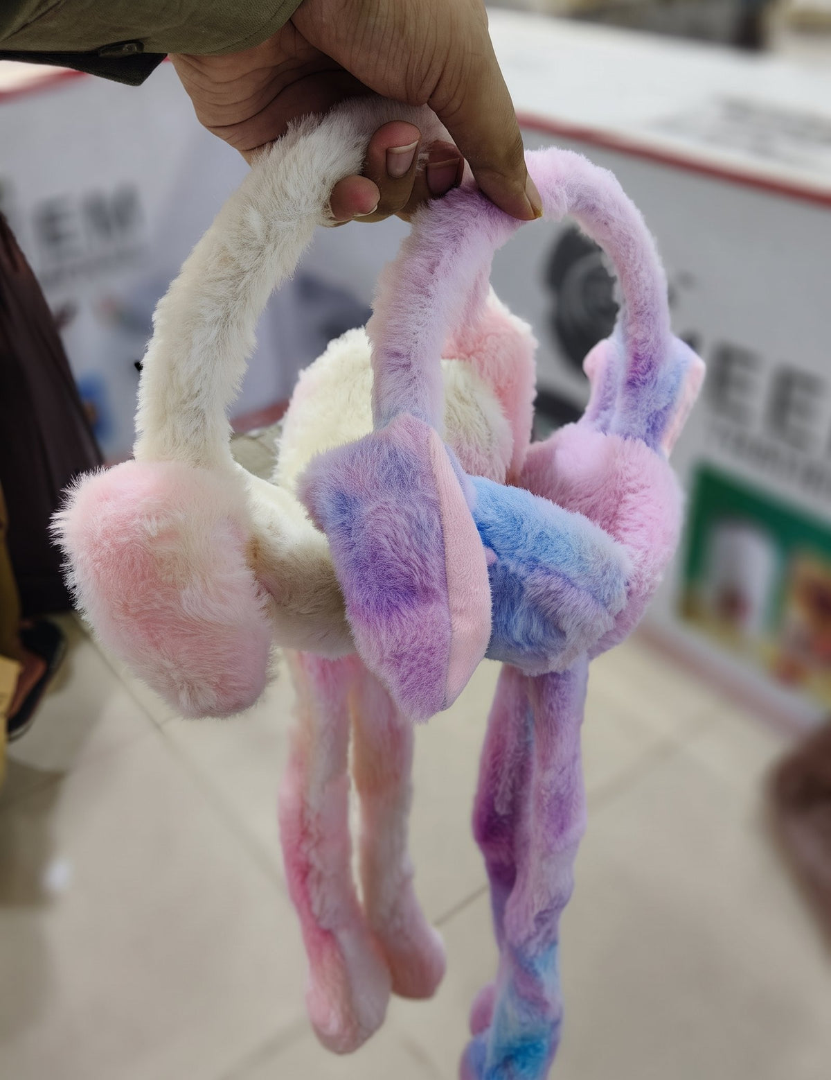 Cute Bunny Cap Headphone Plush Ear Muff Winter Headwear for Women & Girls – Soft Warm Cartoon Style (Random Color)