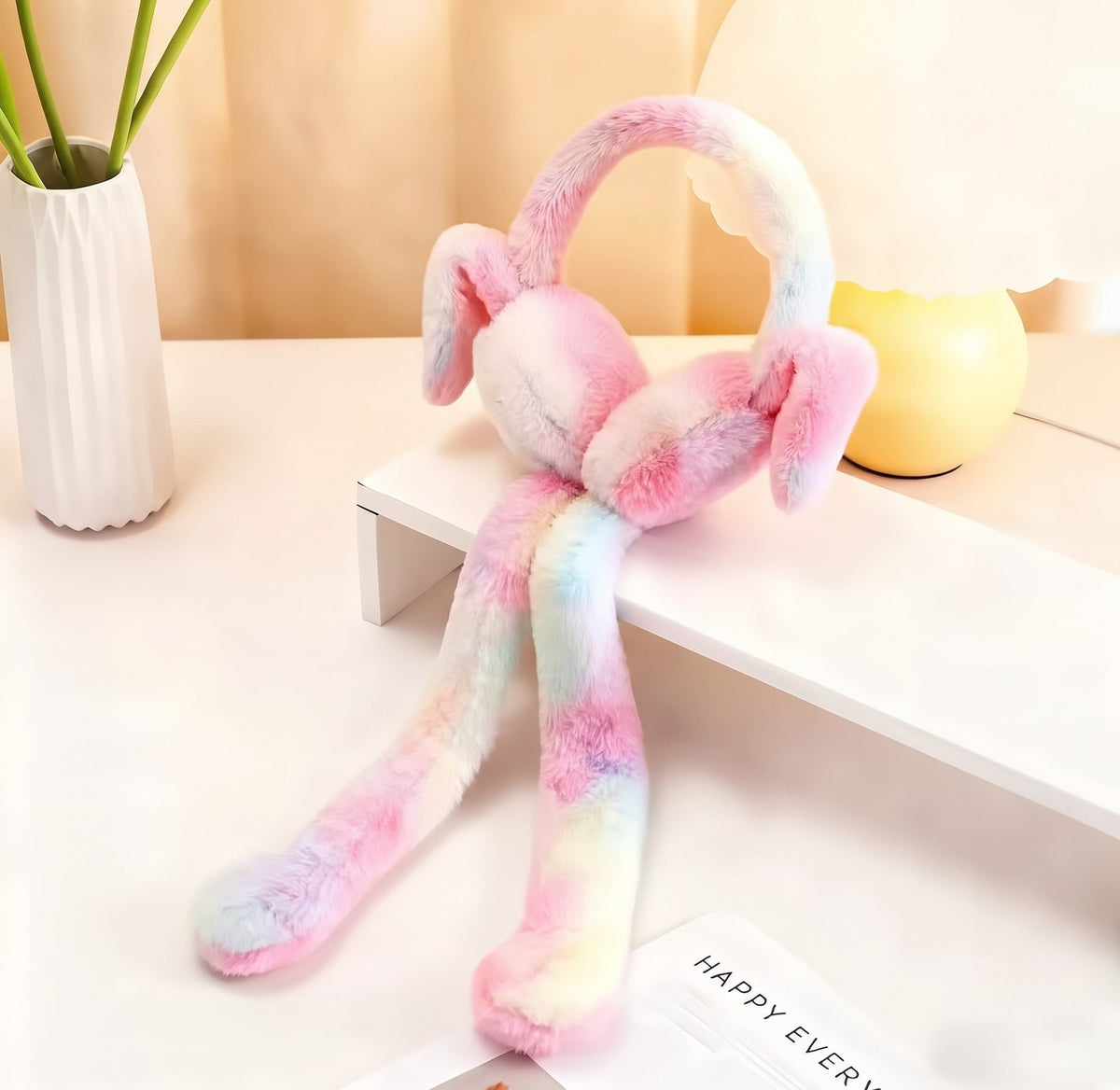 Cute Bunny Cap Headphone Plush Ear Muff Winter Headwear for Women & Girls – Soft Warm Cartoon Style (Random Color)