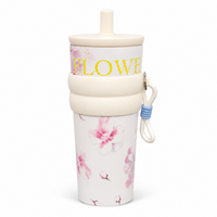 Flowers Tumbler 700ml – Stylish Floral Design Drinking Cup for Home, Office & Everyday Use - White
