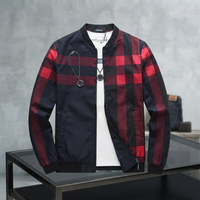 Men's Black Checkered Bomber Jacket - L, Black
