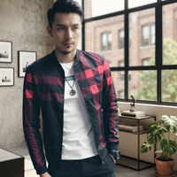Men's Black Checkered Bomber Jacket - L, Black