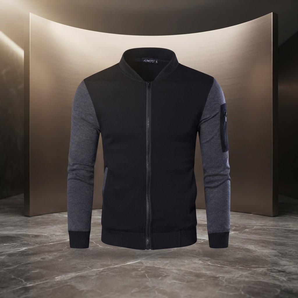 Men's Winter Bomber Zipper Jacket - Black (Edition 2) - L, Black