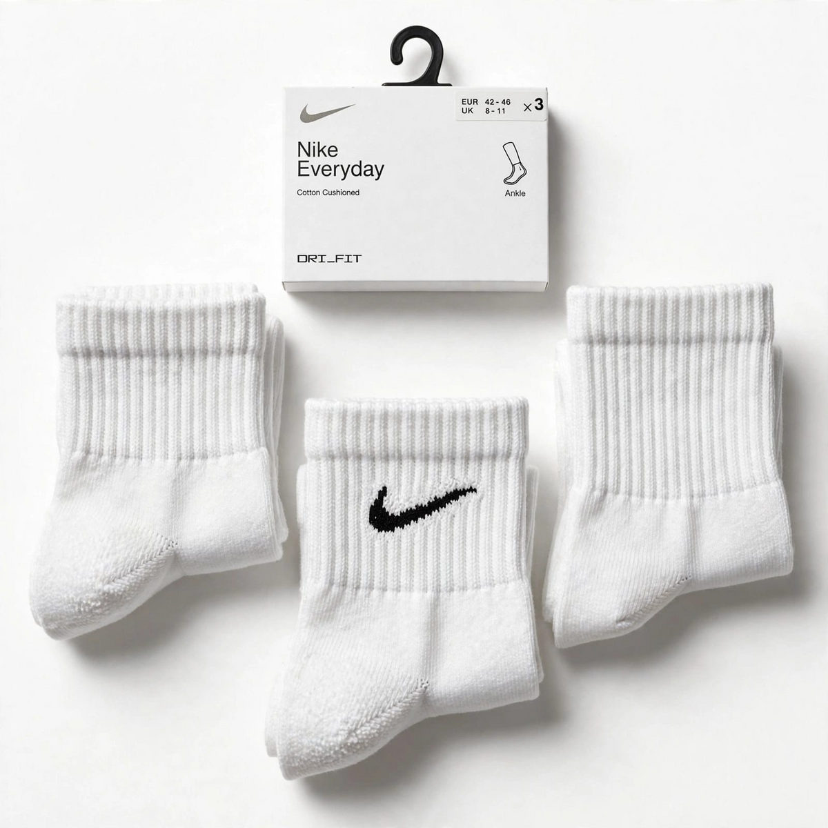 NIKE SHORT LEG/ANKLE WHITE DRIFIT SOCKS