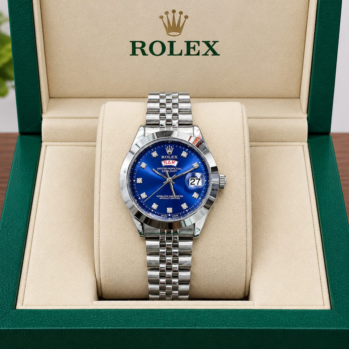 Rolex Stylish Dial Watch Classic Analog Wristwatch For Men - Blue