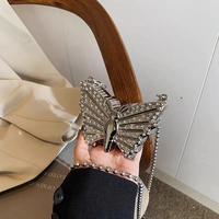 Butterfly Sparkle Mini Clutch Perfect for Parties Weddings And Special Nights. - Silver