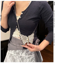 Butterfly Sparkle Mini Clutch Perfect for Parties Weddings And Special Nights. - Silver