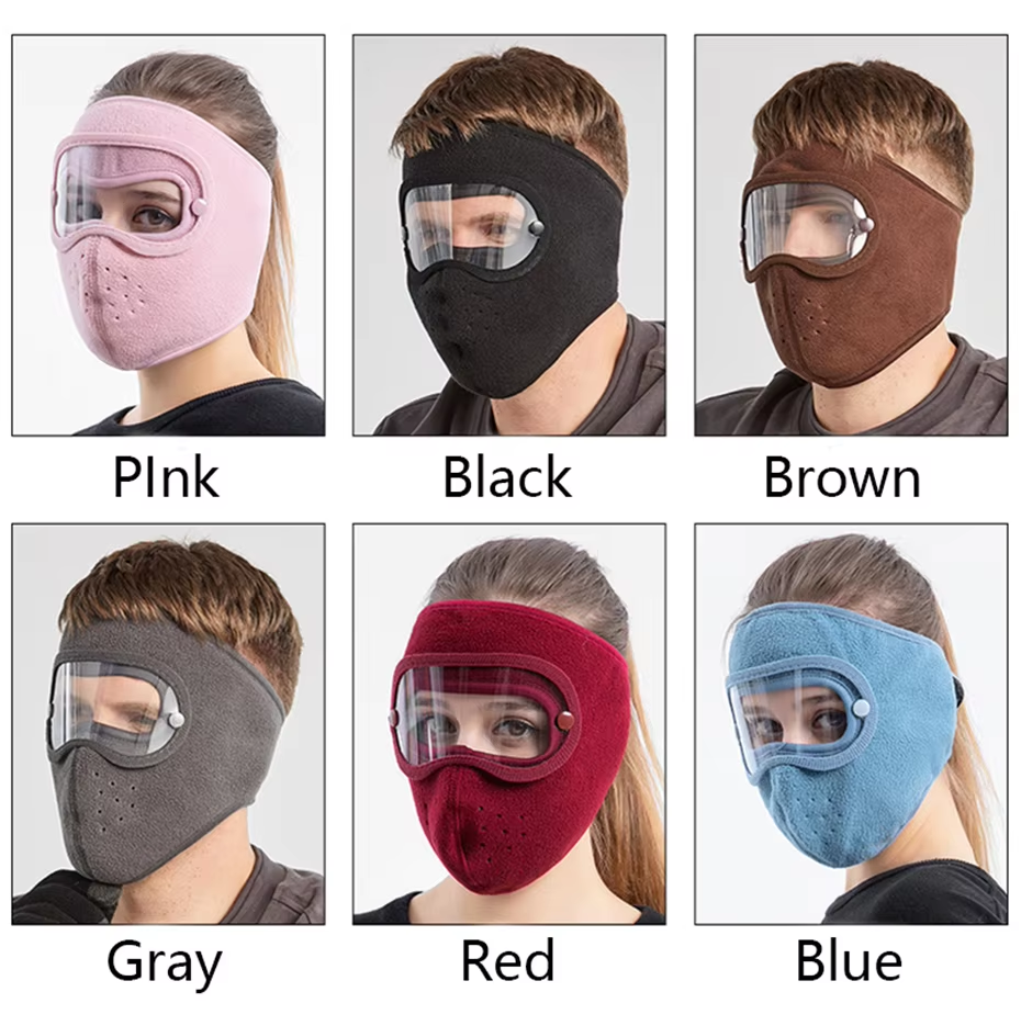 Windproof Anti Dust Full Face Masks Cycling Ski Breathable Masks Eye HD Anti Fog Goggles Hood Cover Winter Warm Hat Caps (random color) Rs 280